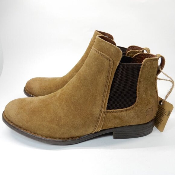 BORN Laney Chelsea Ankle Boots Womens Size 7.5 Rust Distressed Suede Leather NEW - Picture 1 of 11